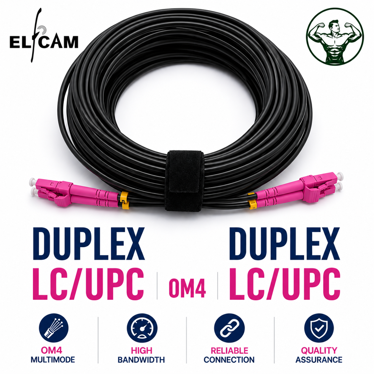 Elfcam - Câble à Fibre Optique en Acier Blindé pour Extérieur et Intérieur LC/UPC à LC/UPC Multimode Duplex OM4 Compatible avec les réseaux 10G / 40G / 100G - Bilde 6