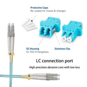 Elfcam -12pcs Adaptateur à Fibre Optique Câble OM3 Multimode Duplex LC/UPCFemale à LC/UPC Female, Lot de 12