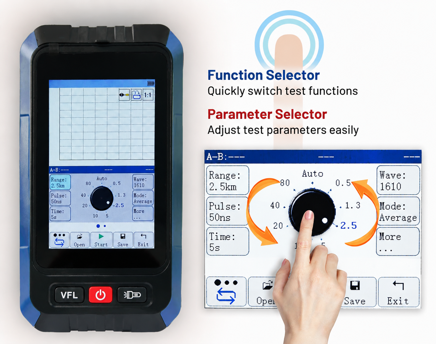 Mini OTDR Monomode ELF-2900, pour Test en Ligne 1310nm/1550nm/1490nm/1577nm XGS-PON, 22dB/20dB, Jusqu’à 60km, avec Photomètre Multimètre Optique et VFL - obrazek 5