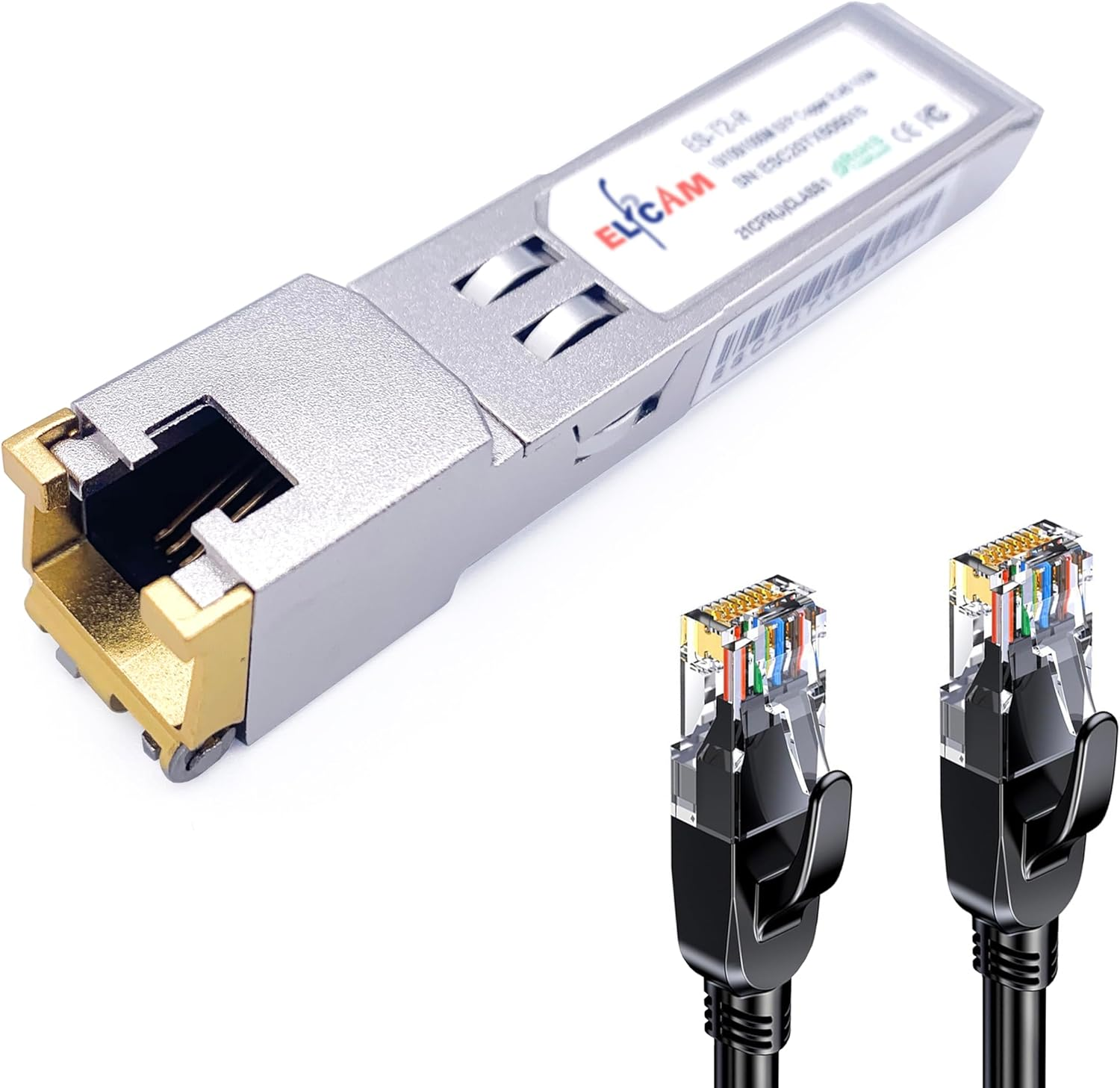 Elfcam – 10Gb SFP+ en RJ45 pour Freebox Ultra, 10Go SFP+ Module 10Gbase-T-30m Cat8 Câble Réseau
