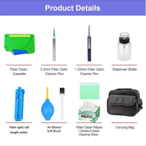 Kit d&rsquo;outils de Nettoyage Fibre pour Soudeuse FTTx, Compris Stylos Optique Fibre,Mesurer la Règle,Lingettes Nettoyan…
