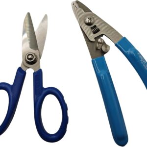 Elfcam® - Ciseaux Kevlar pour Fibre Optique + Pince 3 en 1 à Dénuder Ergonomiqu (combinatoire)