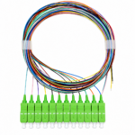 Pigtail de fibra ótica com código de cores, 12 fibras SC/APC, monomodo, sem revestimento (Ref.: 3272)