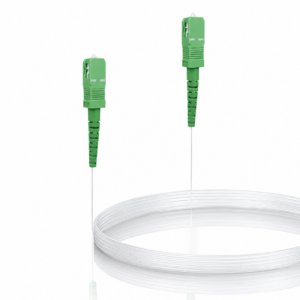 SC/APC naar SC/APC onzichtbare/transparante glasvezelkabel voor oranje SFR-bouygues, 125 µm OS2 single-mode optische vezel, transparant nylon omhulsel, onzichtbaar en eenvoudig te installeren (Ref: 19752)