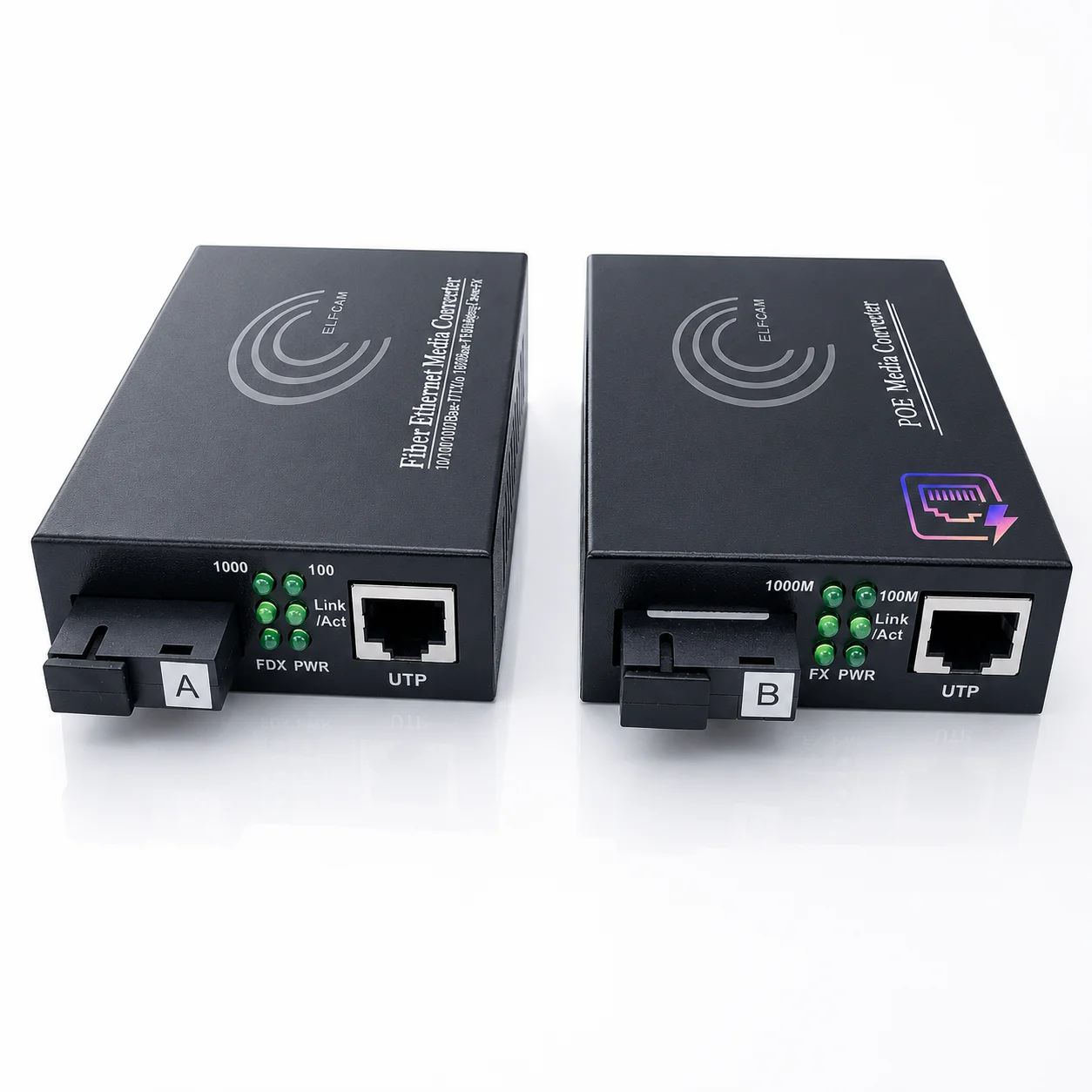 Convertisseur Fibre Ethernet PoE, Convertisseur de Média SFP (mini-GBIC) Inclus, Avec Mode adaptatif 10/100/1000Mbps (Ref:3452)