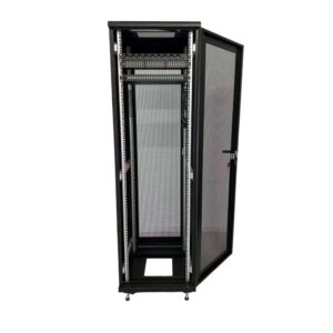 Baie Rack de Sol 42U Armoire pour Data Centerpour et Équipement Réseau, en Acier Froid Laminé, Portes Grillagées Avant/Arr…