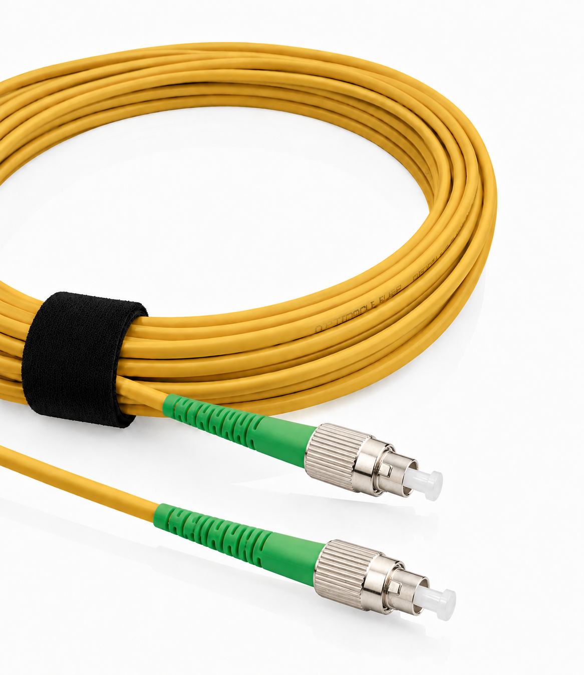 Elfcam® – FC/APC to FC/APC Single Mode Simplex OS2 Fiber Optic Cable 9/125µm LSZH Yellow