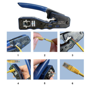 Outil de Sertissage RJ45 Professionnel 3 en 1 – Coupe, Dénude & Sertit – Pince Crimpante Pass-Through pour Connecteur…