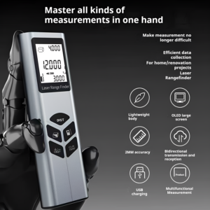Télémètre laser J-40/J-60 – Mesure de distance 40 m/60 m, précision ±2 mm, fonctions surface/volume/Pythagore, écran LCD r…