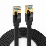 Elfcam® - Câble Ethernet Cat 8, Plat Câble Réseau LAN WAN, 30AWG, 2000Mhz 40Gbps avec Connecteurs RJ45 Haute Qualité, Noir (REF:11770)