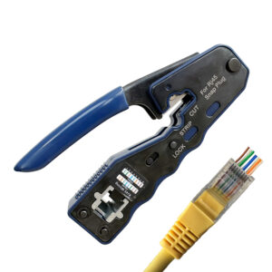 Outil de Sertissage RJ45 Professionnel 3 en 1 – Coupe, Dénude & Sertit – Pince Crimpante Pass-Through pour Connecteur…