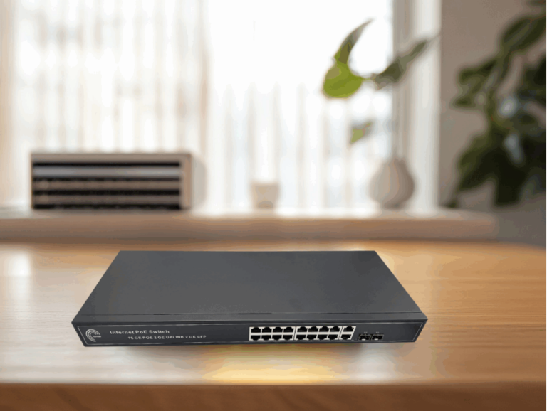 m☆o  PoE Fiber Optic Switch Switch with 2 1.25GB SFP Ports, 16 Gigabit
