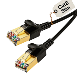 Elfcam® – Câble Ethernet Cat 8 Slim, Câble Réseau LAN WAN, Cat 8 SFTP 32AWG, 2000Mhz 40Gbps avec Connecteurs RJ45 Ha…