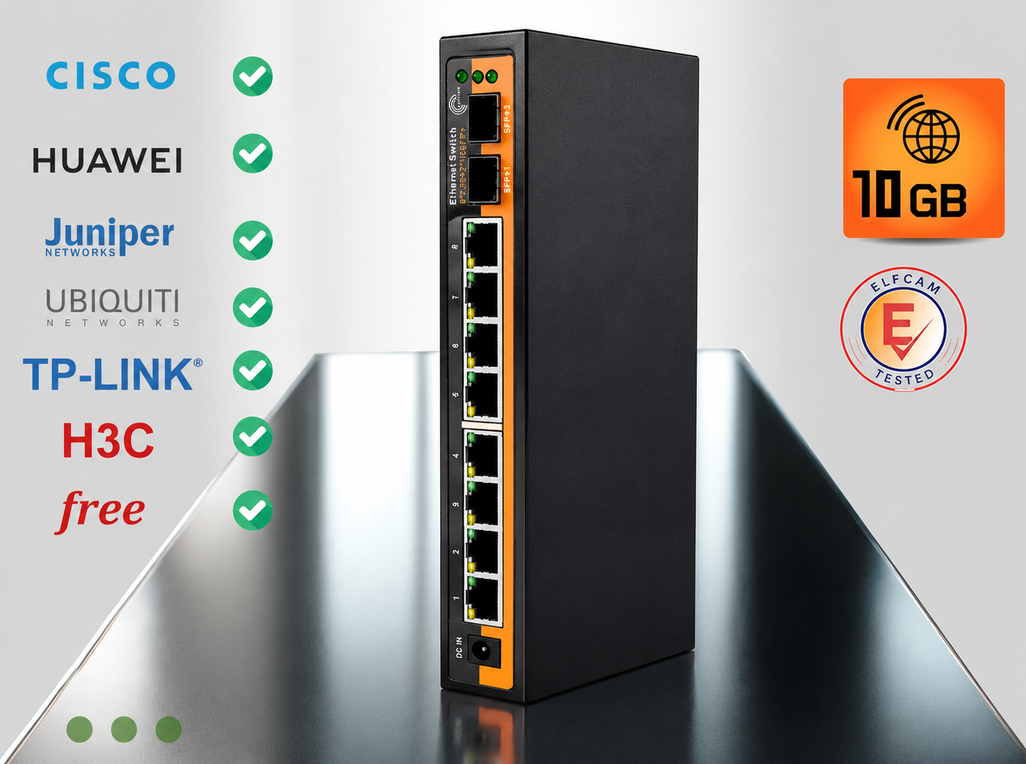 10Gb Optical Fiber Switch Compatible with Freebox Ultra and Orange Livebox 6, with 2 10G SFP+ Ports and 8 2.5 Gigabit Ethernet RJ45 Ports, Plug & Play Unmanaged (2 10Gb SFP+ Ports and 8 2.5G RJ45 Ports)(REF: 16169) - Image 4