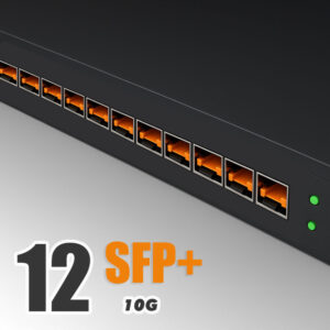 Elfcam – 10Gb Commutateur Géré avec 12 Ports 10G SFP+, 10GbE Switch Fibre Optique Managed Web/CLI L3, Compatible ave…