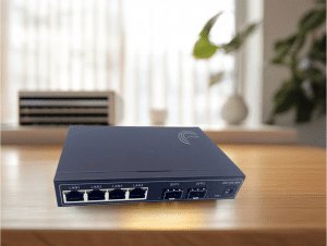 Elfcam® - Gigabit Ethernet Switch avec 2 SFP Ports et 4 Ports Ethernet 10/100/1000Mbps, Plug & Play Non Géré, Métal Ro...