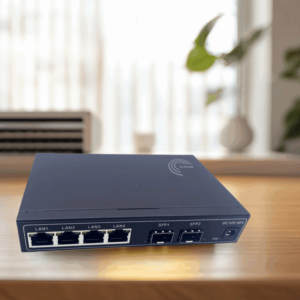 Elfcam® - Gigabit Ethernet Switch avec 2 SFP Ports et 4 Ports Ethernet 10/100/1000Mbps, Plug & Play Non Géré, Métal Ro...