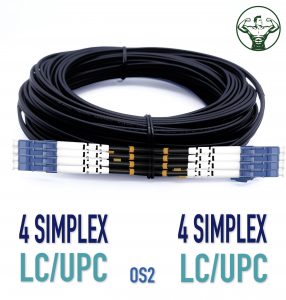 Elfcam® – Câble Fibre 4 Fibres avec Connecteurs 4x Simplex LC/UPC vers 4x Simplex LC/UPC, Fibre Optique Monomode 9/1…