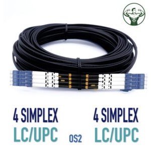 Elfcam® – Câble Fibre 4 Fibres avec Connecteurs 4x Simplex LC/UPC vers 4x Simplex LC/UPC, Fibre Optique Monomode 9/1…