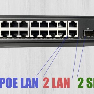PoE Commutateur Switch Fibre Optique avec 2 Ports SFP 1,25Go, 16 Ports PoE Gigabit Ethernet 10/100/1000Mbps, Plug & Pl…