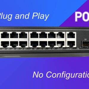 PoE Commutateur Switch Fibre Optique avec 2 Ports SFP 1,25Go, 16 Ports PoE Gigabit Ethernet 10/100/1000Mbps, Plug & Pl…