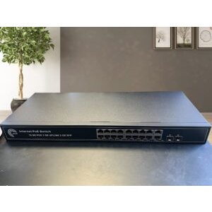 PoE Commutateur Switch Fibre Optique avec 2 Ports SFP 1,25Go, 16 Ports PoE Gigabit Ethernet 10/100/1000Mbps, Plug & Pl…