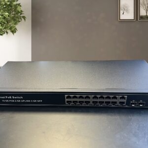 PoE Commutateur Switch Fibre Optique avec 2 Ports SFP 1,25Go, 16 Ports PoE Gigabit Ethernet 10/100/1000Mbps, Plug & Pl…
