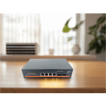 Elfcam® – Switch de fibra ótica de 10 Gb compatível com o Freebox Ultra, com 2 portas SFP+ de 10 Gb e 4 portas RJ45 POE de 2,5 Gigabit Ethernet, Plug & Play não gerido (2 portas 10 Gb SFP+ e 4 portas 2,5 G RJ45 POE) (REF: 19285)