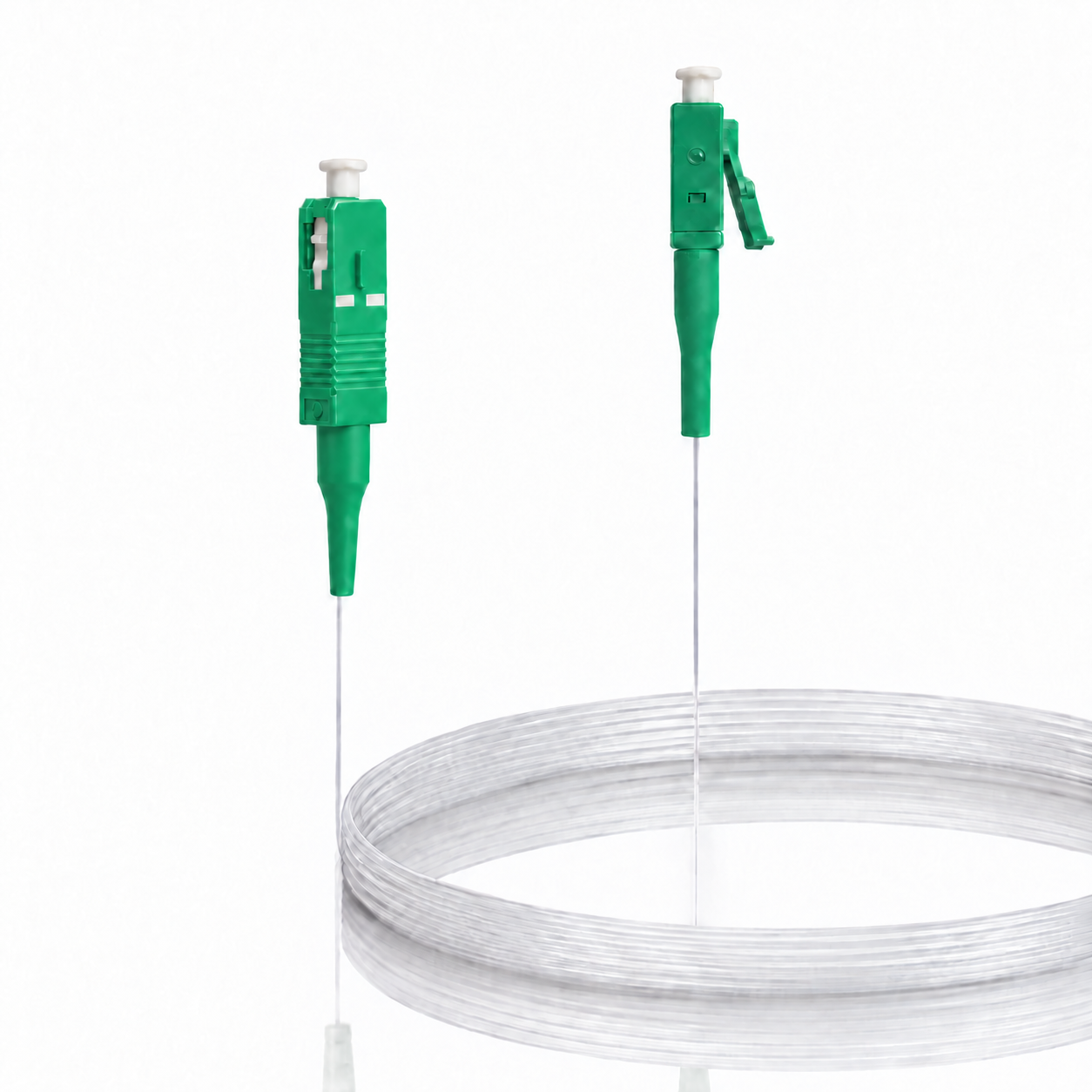 Elfcam® - Câble Fibre Optique SC/APC à LC/APC Invisible/Transparent, Fibre Optique Monomode 125µm OS2, Gaine en Nylon Transparent, Invisible et Facile à Poser (Ref: 19731)