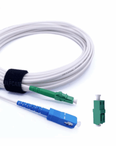 Elfcam – Câble à Fibre Optique LC/APC à SC/UPC Simplex Monomode 3,0mm Blanc, La Livraison avec Le Coupleur pour FRIT…