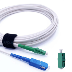 Elfcam – Câble à Fibre Optique LC/APC à SC/UPC Simplex Monomode 3,0mm Blanc, La Livraison avec Le Coupleur pour FRIT…