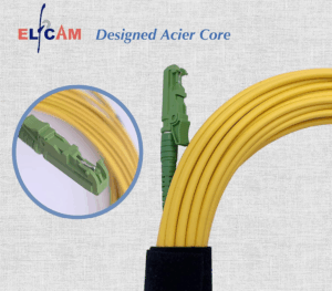 Elfcam – Câble à Fibre Optique E2000/APC à E2000/APC Monomode Simplex 9/125μm Jarretière Optique LSZH