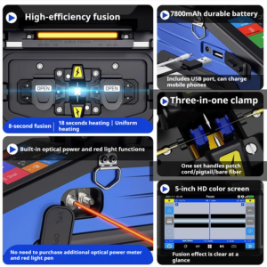 Soudeuse de fibres optiques K7 Pro – Haute précision ≤0,02 dB, écran tactile 5&Prime;, 6 moteurs, batterie 7800 mAh (240 c…