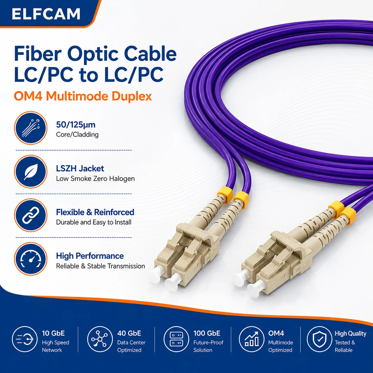Câble à Fibre Optique LC/UPC à LC/UPC OM4 Duplex (Ref:1410) - obrazek 2