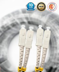 Elfcam® – Câble à Fibre Optique SC/UPC vers SC/UPC OM3 Duplex Multimode 50/125um G657A2 pour Extérieur et Intérieur(…