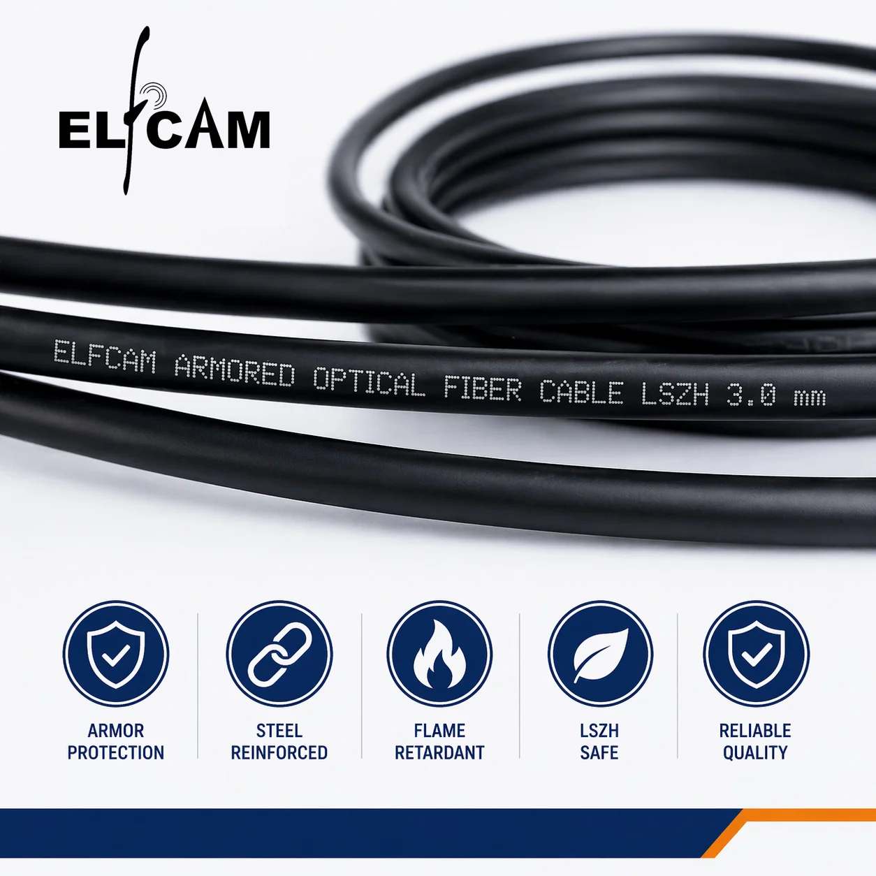 Armored Steel Fiber Optic Cable for Outdoor and Indoor LC/UPC to LC/UPC Multimode Duplex OM3 Black (Ref:4511) - Image 3