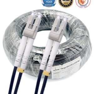 Elfcam® – Câble à Fibre Optique LC/UPC vers LC/UPC OM3 Duplex Multimode 50/125um G657A2 pour Extérieur et Intérieur …