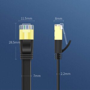 Elfcam® – Câble Ethernet Cat 8, Plat Câble Réseau LAN WAN, 30AWG, 2000Mhz 40Gbps avec Connecteurs RJ45 Haute Qualité…