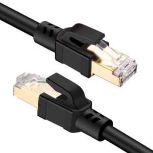 Elfcam® – Câble Ethernet Cat 8, Rond Câble Réseau LAN WAN, Cat8 SFTP 28AWG, 2000Mhz 40Gbps avec Connecteurs RJ45 Hau…