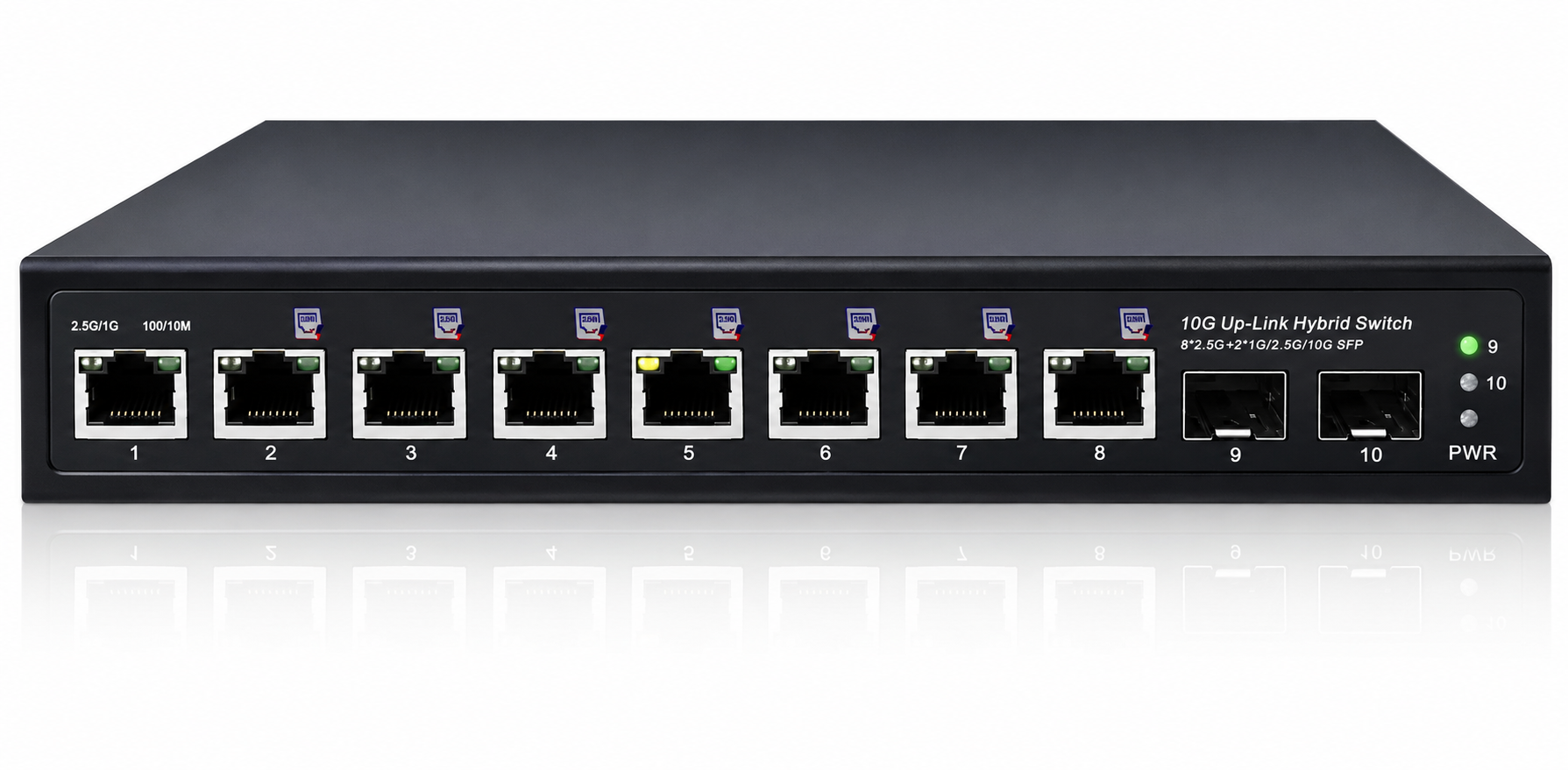 Elfcam® - Switch in fibra ottica da 10 Gb compatibile con Freebox Ultra, con 2 porte SFP+ da 10 Gb e 8 porte PoE RJ45 da 2,5 G, Plug & Play non gestito (2 porte SFP+ da 10 Gb e 8 porte PoE RJ45 da 2,5 G) (Rif: 19259)