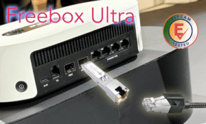 Elfcam – 10Gb SFP+ en RJ45 pour Freebox Ultra, 10Go SFP+ Module 10Gbase-T-30m Cat8 Câble Réseau
