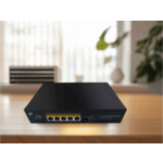 Elfcam® - Switch gerido de 10 Gb para casa e escritório – 1 porta SFP+ 10G + 5 portas RJ45 10GbE – Compatível com Freebox Ultra / Livebox 6 –  Metálico, Plug & Play – Rede de fibra ótica de alta velocidade com controlo total (Ref.: 22907)