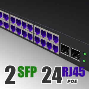 24 Ports PoE Ethernet Switch avec 2 Ports Uplink Gigabit Ethernet 10/100/1000Mbps, Plug & Play Non Géré, Métal Robuste…