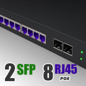 PoE Commutateur Switch Fibre Optique avec 2 Ports SFP 1,25Go, 8 Ports PoE Gigabit Ethernet 10/100/1000Mbps, Plug & Pla…