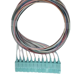 Elfcam – 12-Fibre SC/UPC OM3 Multimode 50/125um Colour-Coded Optical Fibre Pigtail Without Cladding