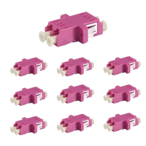 Elfcam – 12pcs Adaptateur à Fibre Optique Câble OM4 Multimode Duplex LC/UPC Female à LC/UPC Female, Lot de 12