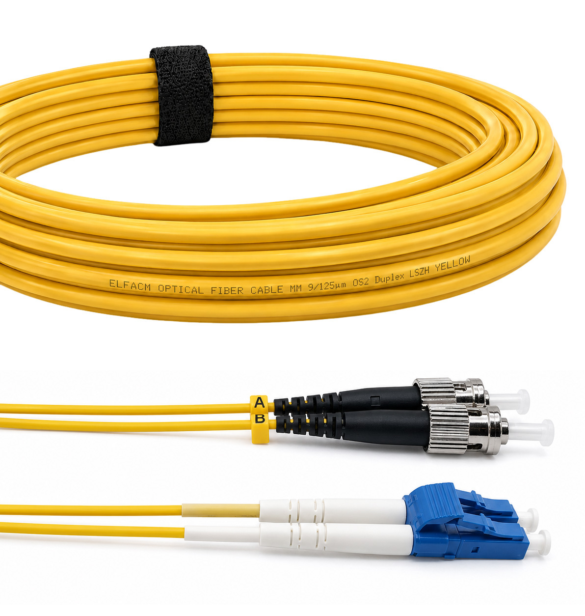 ST/UPC to LC/UPC OS2 Duplex Fiber Optic Cable (Ref:3949)