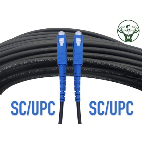 Elfcam Câble Fibre Optique Blindé Acier SC/APC-SC/APC 50m – Monomode OS2 Intérieur/Extérieur Orange SFR Bouygues