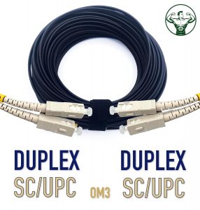 Elfcam® – Câble à Fibre Optique SC/UPC vers SC/UPC OM3 Duplex Multimode 50/125um G657A2 pour Extérieur et Intérieur(…