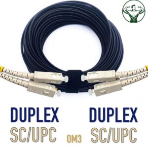 Elfcam® – Câble à Fibre Optique SC/UPC vers SC/UPC OM3 Duplex Multimode 50/125um G657A2 pour Extérieur et Intérieur(…